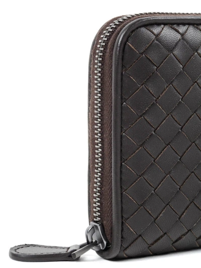 Shop Bottega Veneta Zip Around Wallet In Dark Brown