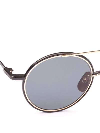 Shop Thom Browne 12k Gold Titanium Round Sunglasses In Black