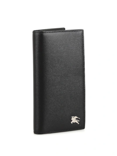 Shop Burberry Black Grained Leather Bifold Cardholder