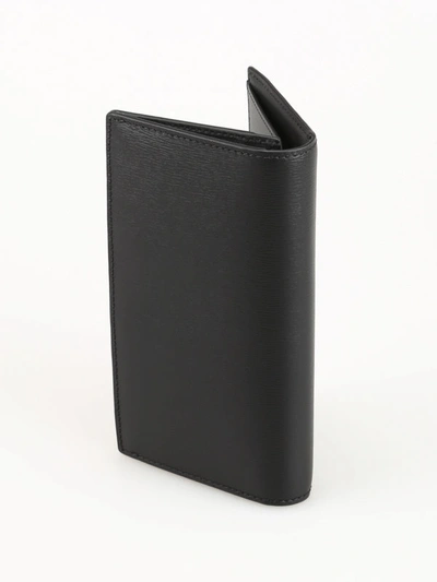Shop Burberry Black Grained Leather Bifold Cardholder
