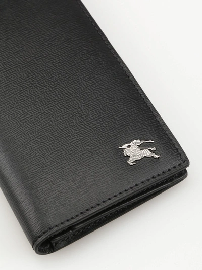 Shop Burberry Black Grained Leather Bifold Cardholder