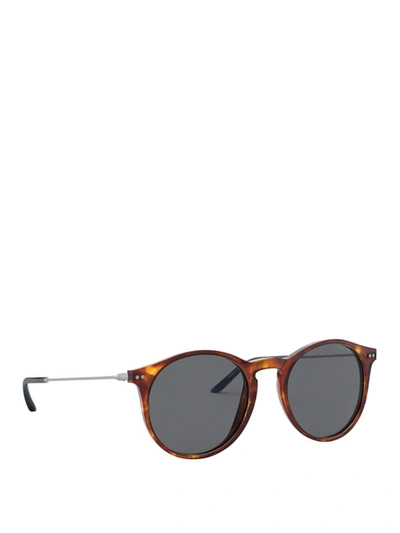Shop Giorgio Armani Tortoise Pantos Sunglasses In Brown