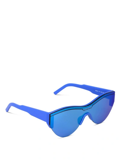 Shop Balenciaga Mirror Lens Blue Sunglasses