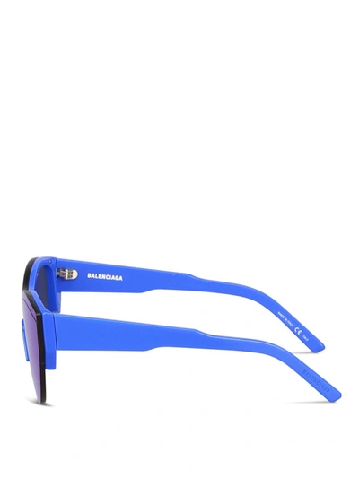 Shop Balenciaga Mirror Lens Blue Sunglasses