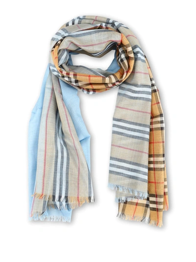 Shop Burberry Vintage And Check Wool And Silk Blend Scarf In Multicolour