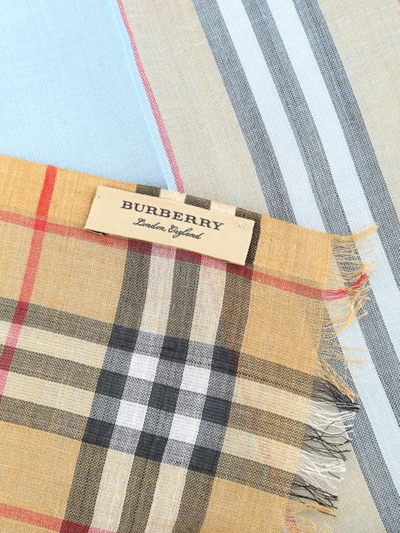 Shop Burberry Vintage And Check Wool And Silk Blend Scarf In Multicolour