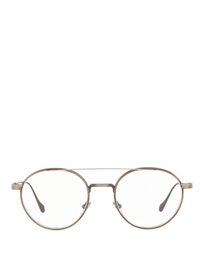 Shop Giorgio Armani Matte Silver Round Optical Glasses