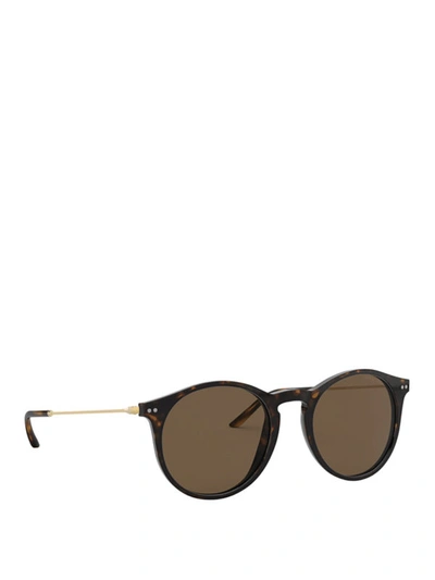 Shop Giorgio Armani Tortoiseshell Pantos Sunglasses In Dark Brown