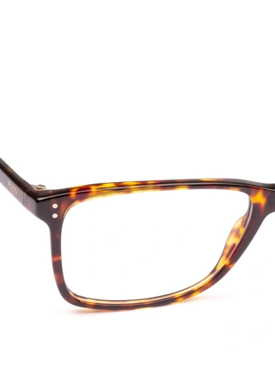 Shop Polo Ralph Lauren Wood-effect Acetate Frame Rectangular Glasses In Brown