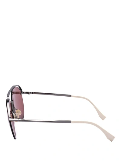 Shop Fendi Aviator Style Titanium Sunglasses In Silver