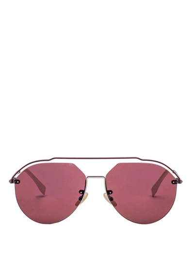 Shop Fendi Aviator Style Titanium Sunglasses In Silver