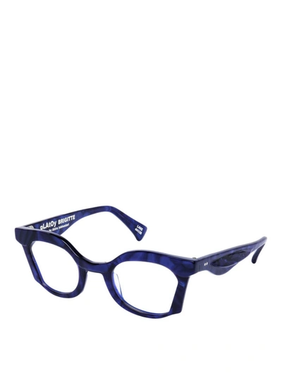 Shop Platoy Brigitte Blue Acetate Eyeglasses