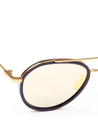 Shop Thom Browne 18k Gold Laminated Titanium Sunglasses In Blue