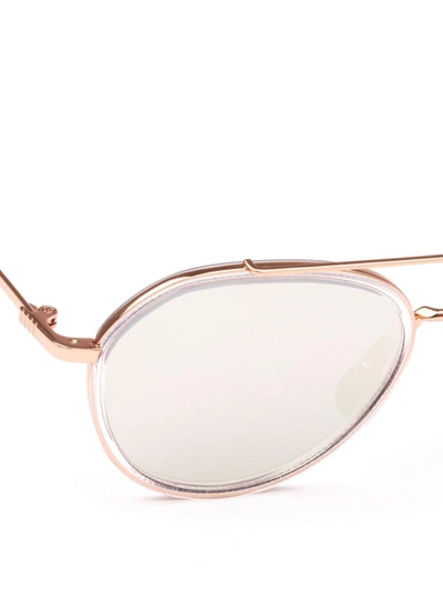 Shop Thom Browne Rose Gold Metal Aviator Sunglasses