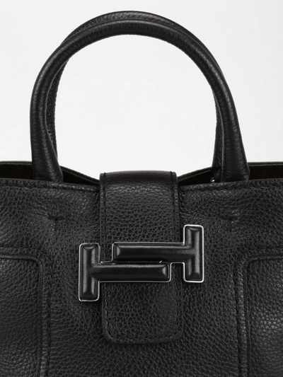Shop Tod's Double T Black Leather Mini Cross Body Bag