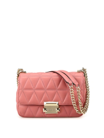 Shop Michael Kors Sloan Pink Quilted Small Shoulder Bag