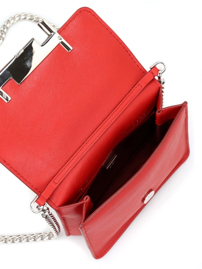 Shop Tod's Double T Mini Leather Clutch In Red