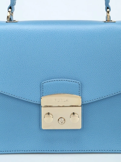 Shop Furla Metropolis S Sky Blue Leather Bag In Light Blue