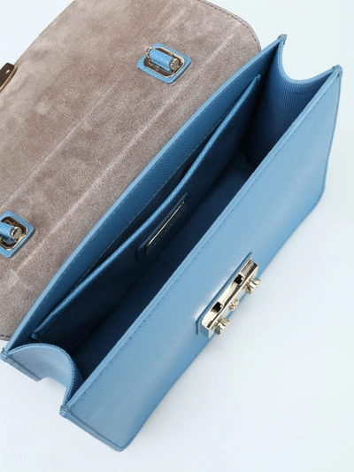 Shop Furla Metropolis S Sky Blue Leather Bag In Light Blue