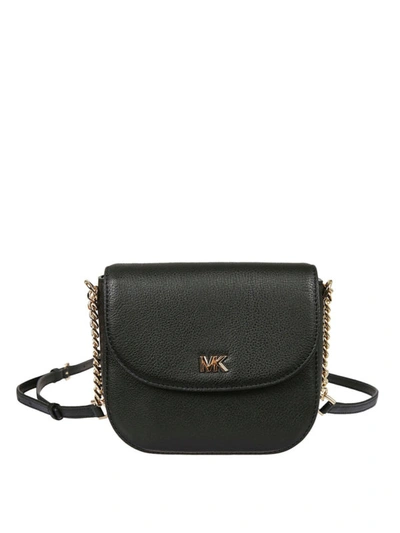 Shop Michael Kors Half Dome Hammered Leather Cross Body Bag In Black