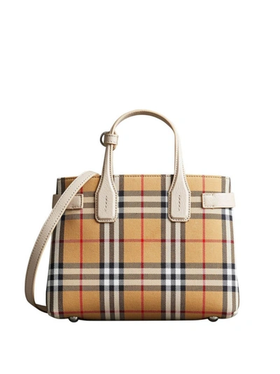 Shop Burberry Vintage Check And Leather Banner Small Bag In Beige