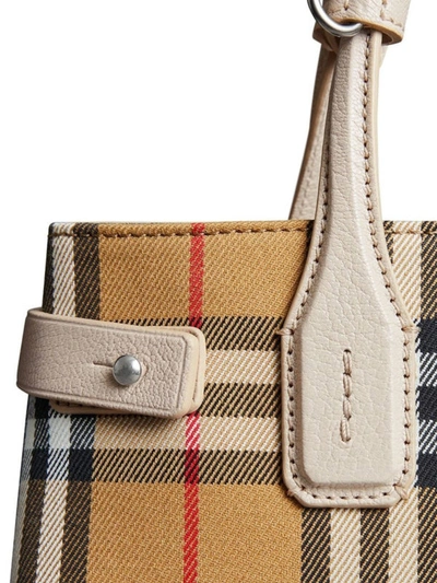 Shop Burberry Vintage Check And Leather Banner Small Bag In Beige