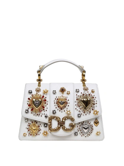 Shop Dolce & Gabbana Dg Amore White Leather Bag