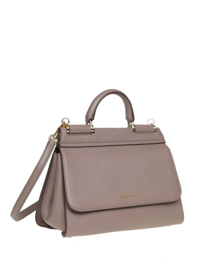 Shop Dolce & Gabbana Sicily Soft Small Bag In Taupe