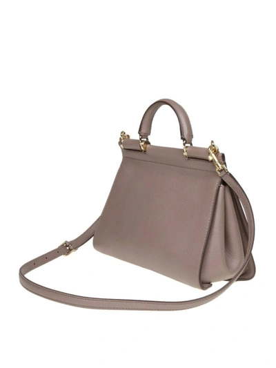 Shop Dolce & Gabbana Sicily Soft Small Bag In Taupe