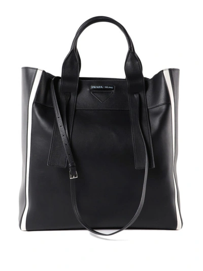 Shop Prada Black Leather Tote Bag