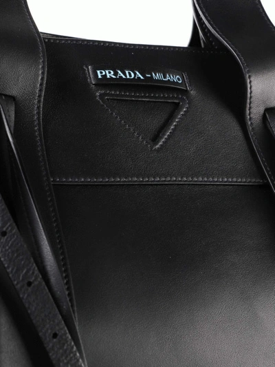 Shop Prada Black Leather Tote Bag