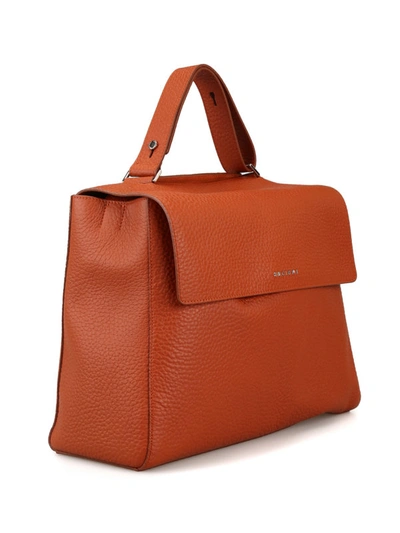 Shop Orciani Sveva Soft Large Leather Bag In Brown