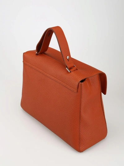 Shop Orciani Sveva Soft Large Leather Bag In Brown