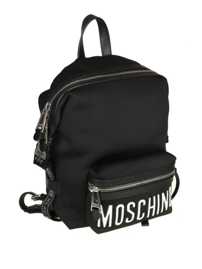 Shop Moschino Black Neoprene Signature Backpack