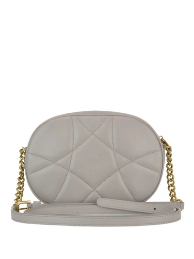 Shop Dolce & Gabbana Devotion Quilted Leather Cross Body Bag In Grey