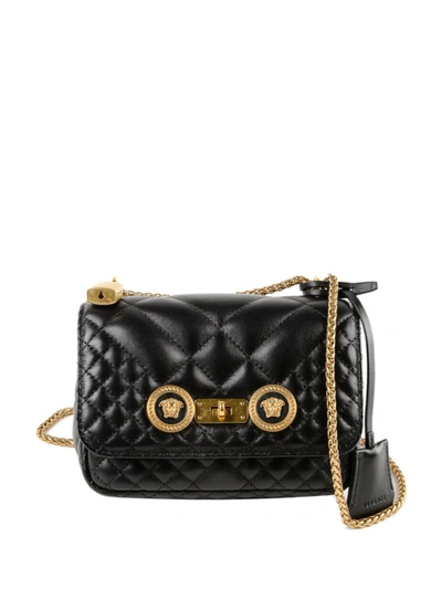 Shop Versace Icon Medusa Detailed Quilted Nappa Small Bag In Black