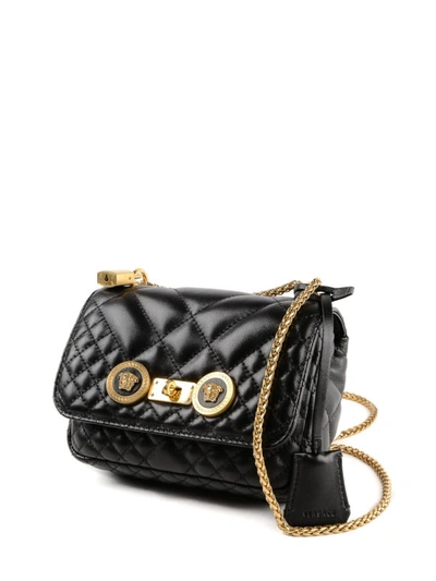 Shop Versace Icon Medusa Detailed Quilted Nappa Small Bag In Black