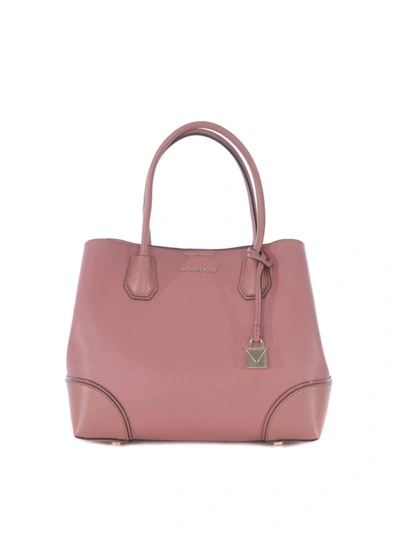 Shop Michael Kors Mercer Gallery M Leather Tote Bag In Light Pink