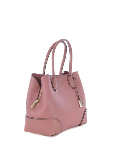 Shop Michael Kors Mercer Gallery M Leather Tote Bag In Light Pink