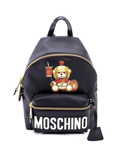 Shop Moschino Roman Teddy Bear Print Backpack In Black