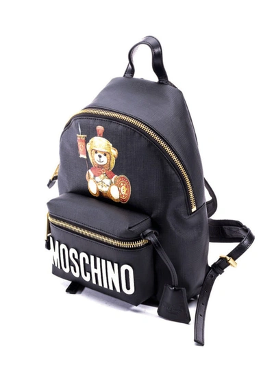 Shop Moschino Roman Teddy Bear Print Backpack In Black