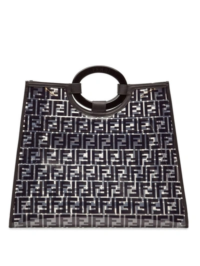 Shop Fendi Runaway L Monogram Tote Bag In Black