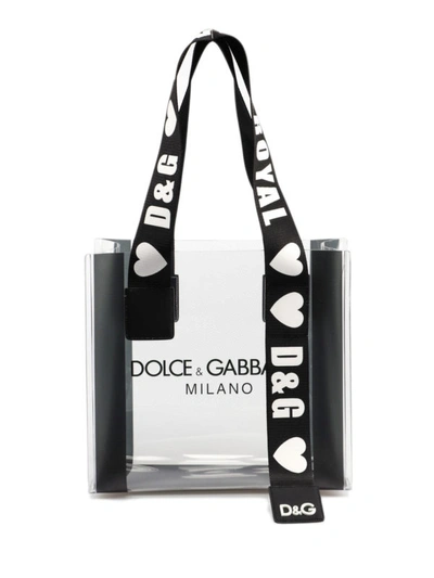 Shop Dolce & Gabbana Street Logo Print Sheer Pvc Shopping Bag