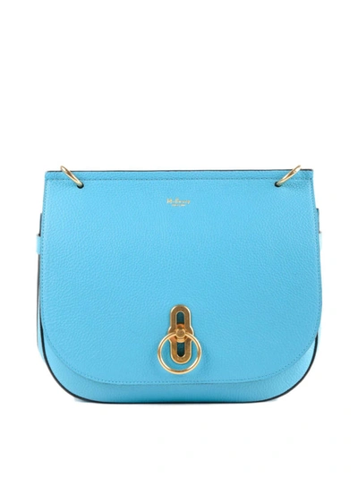 Shop Mulberry Amberley Grainy Leather Shoulder Bag In Light Blue