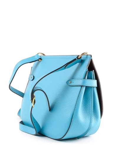 Mulberry Leather Fold-Over Shoulder Bag - Blue Shoulder Bags