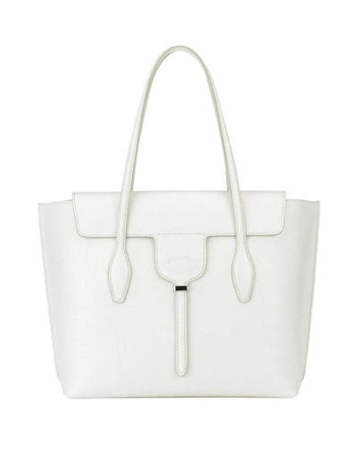 Shop Tod's Joy White Leather Medium Tote Bag