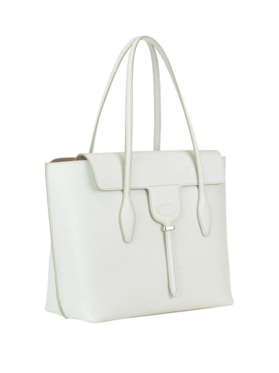 Shop Tod's Joy White Leather Medium Tote Bag