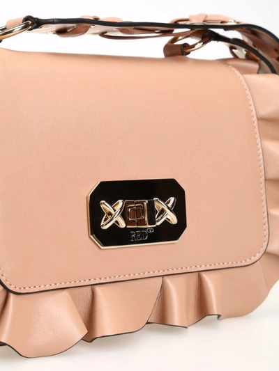 Shop Red Valentino Rock Ruffles Nude Leather Cross Body Bag In Nude And Neutrals