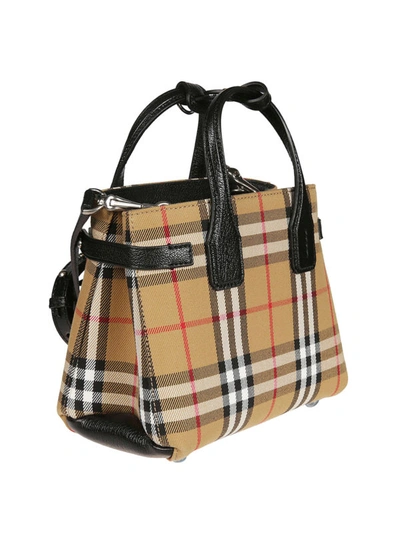 Shop Burberry Baby Banner Vintage Check And Leather Bag In Black