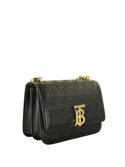 Shop Burberry Tb Quilted Leather Small Bag In Black